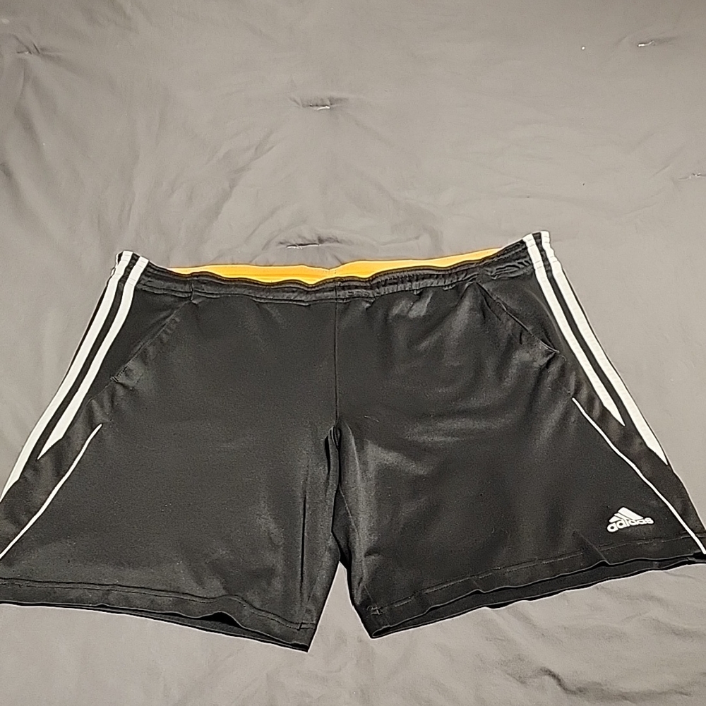 Adidas Black and White Athletic Shorts with Elastic Waistband
